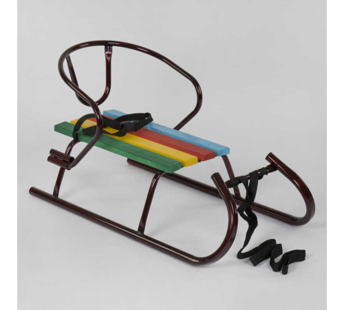 гр Сани "Санта" - КОЛЬОРОВІ, колір бордовий / БЕЗ РУЧКИ /