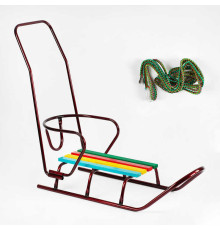 гр Санки "ЛЮКС КЛАСИК"-З РУЧКОЮ круглі полози (1) колір бордовий