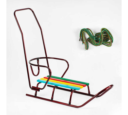 гр Санки "ЛЮКС КЛАСИК"-З РУЧКОЮ круглі полози (1) колір бордовий