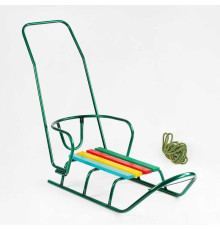 гр Санки "ЛЮКС КЛАСИК"-З РУЧКОЮ круглі полози (1) колір зелений