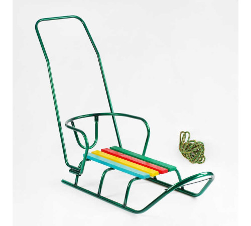 гр Санки "ЛЮКС КЛАСИК"-З РУЧКОЮ круглі полози (1) колір зелений