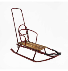 гр Санки плоскі полози, з ручкою, колір бордовий Ц73466 (1) зйомна спинка