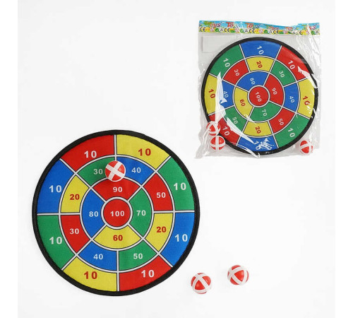 Дартс 66328-7 (240/2) на липучках, 3 м’ячики, діаметр мішені 28 см, у пакеті