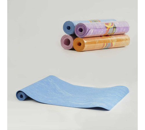 Килимок для йоги C 56205 (24) "TK Sport", ВИДАЄТЬСЯ ТІЛЬКИ МІКС ВИДІВ, розмір 61х173 см, товщина 0.4 см