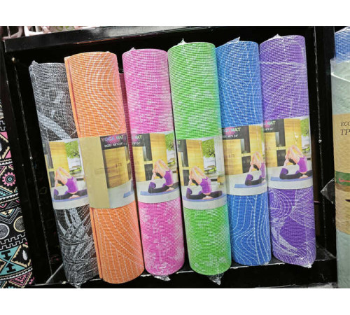 Килимок для йоги C 40246 (20) розмір 61х173 см, товщина 0.6 см, у плівці, ВИДАЄТЬСЯ ТІЛЬКИ МІКС ВИДІВ