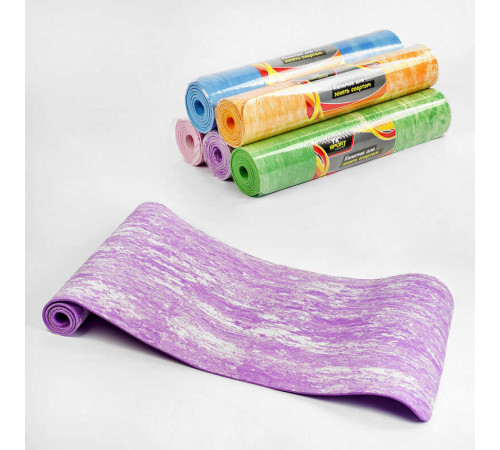 Килимок для йоги C 56207 (24) "TK Sport", розмір 61х173 см, товщина 0.6 см, ВИДАЄТЬСЯ ТІЛЬКИ МІКС ВИДІВ