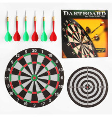 Дартс ZZYW 15 H (12) двостороння дошка, 6 дротиків з металевим наконечником, фіксація на гачок, діаметр поля 36 см, в коробці