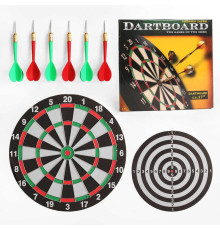 Дартс ZZYW 17 H (12) двостороння дошка, 6 дротиків з металевим наконечником, фіксація на гачок, діаметр поля 40 см, в коробці