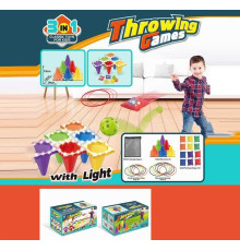 Гра 3в1 2888-16 B (24) 6 конусів, 12 кілець, 12 мішечків для метання, підсвічування, сумка, в коробці