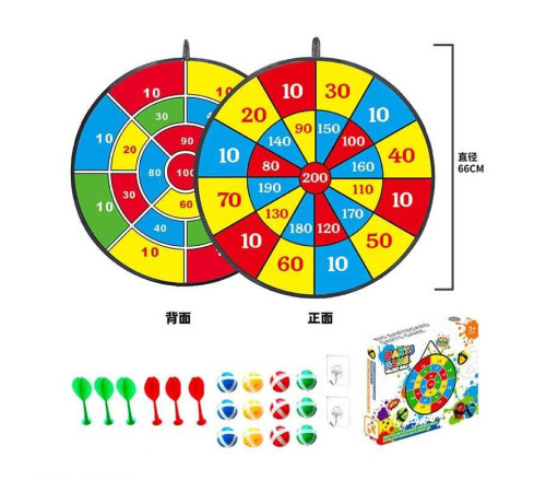 Дартс 66399 B-4 (36) двостороння мішень 66х66см, кульки та дротики на липучках, гачки, в коробці