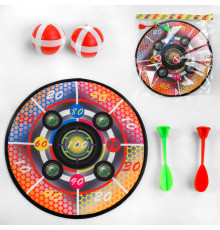 Дартс на липучках 999-5 (180/2) односторонній, діаметр 35.5см, 2 дротики, 2 кульки, гачок для підвішування, в пакеті