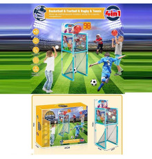 Набір спортивних ігор 956 (12/2) 4 в 1, баскетбол, футбол, теніс, регбі, музика, електронний лічильник, сітка, на батарейках, в коробці