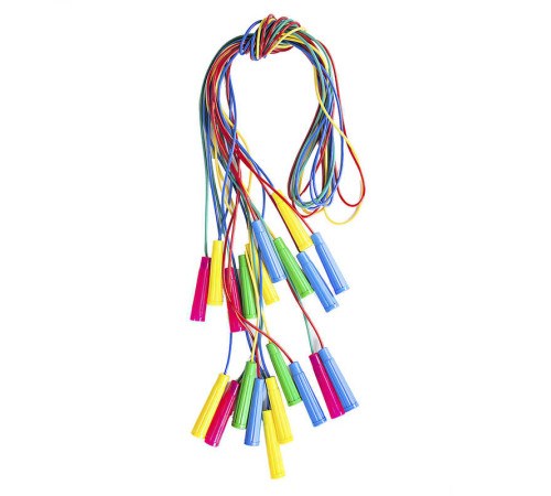 гр Іграшка дитяча "Скакалка №1 кольорова" 034/2 (15) ЦІНА ЗА ЗВ’ЯЗКУ, У ЗВ’ЯЗЦІ 10ШТ, довж 2,2 м., діам. 3,9 мм. "BAMSIC"