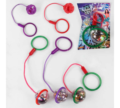 Скакалка на ногу SA 1001 (168/2) підсвічування мультиколор, в кулі світлодіодний м'ячик, на батарейках, на листі