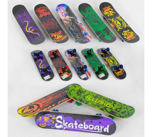 Скейт F 22224 (24) ВИДАЄТЬСЯ ТІЛЬКИ МІКС ВИДІВ, 8 видів, колесо d = 5cm, PVC, довжина дошки = 60см