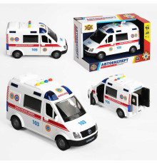Машина "Швидка допомога" 89091 (36) "Авто Експерт", УКРАЇНСЬКЕ ОЗВУЧУВАННЯ, тематичні фрази та пісні, підсвічування відчиняються двері, інерція, гумові колеса, в коробці