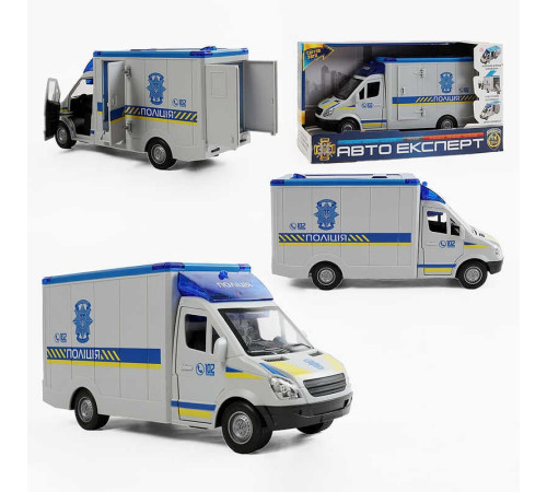 Машинка ТК-73429 (24) "Авто Експерт", "Поліція", ОЗВУЧУВАННЯ УКРАЇНСЬКОЮ МОВОЮ, інерція, звук, підсвічування, вірші, пісні, звук сирени, двері та дах відчиняються, в коробці