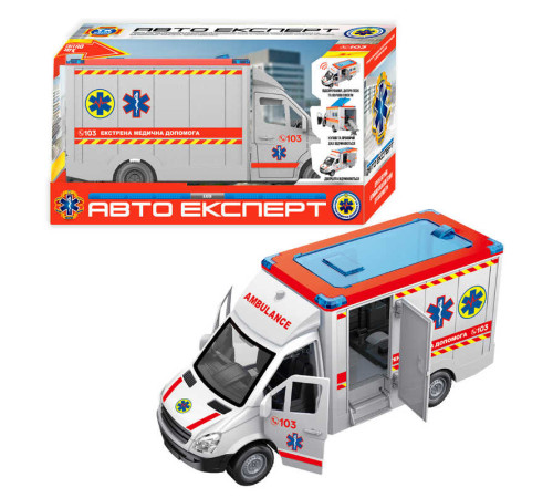 Машинка TK 97569 (24) "Авто Експерт", "Швидка допомога", ОЗВУЧ УКР МОВОЮ, інерція, звук, підсвіч, вірші, пісні, двері, та дах відчиняються, в коробці