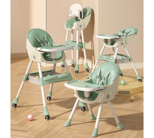 Стільчик для годування Toti FR- 10440 (1) сталева конструкція, матеріал тканини PU, знімний столик, опускна спинка, 4 колеса, в коробці