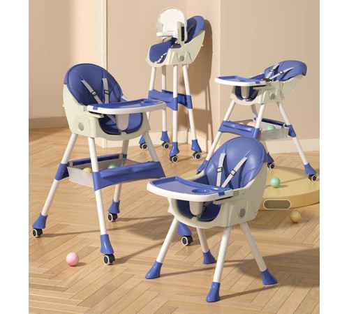 Стільчик для годування Toti FR- 20516 (1) сталева конструкція, матеріал тканини PU, знімний столик, опускна спинка, 4 колеса, в коробці