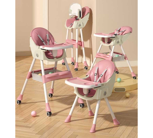 Стільчик для годування Toti FR- 30608 (1) сталева конструкція, матеріал тканини PU, знімний столик, опускна спинка, 4 колеса, в коробці