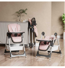 Стільчик для годування Toti S-19225 (1) мягкий чохол PU, 4 колеса, з’ємний столик, корзинка, в коробці