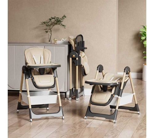 Стільчик для годування Toti S-32117 (1) мягкий чохол PU, 4 колеса, з’ємний столик, корзинка, в коробці