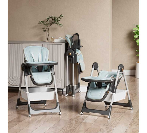 Стільчик для годування Toti S-94066 (1) мягкий чохол PU, 4 колеса, з’ємний столик, корзинка, в коробці