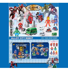 Трансформер 1986-218 (48) 5 машинок, металопластик, інерційні механізми, гумові шини, рухливі елементи, фігурки героїв, в коробці