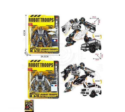 Трансформер MF 8801-1 (48/2) 2 види, висота робота 22см, поліцейська машина, зброя, гумові колеса, на листі