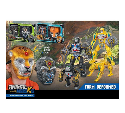 Трансформер 168-29 (36/2) 2 види, маска на резинці, підсвічування, звукові ефекти, шарнірні кінцівки, зброя, в коробці