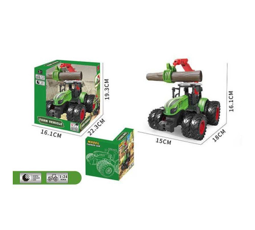 Трактор 99-76 B (32) масштаб: 1:24, гумові колеса, маніпулятор, брусок, в коробці