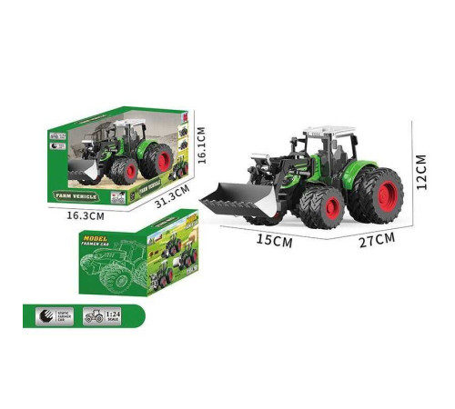 Трактор 99-79 A (30) масштаб: 1:24, гумові колеса, ківш, рухомі елементи, в коробці