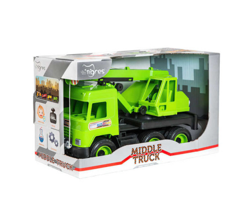 гр Авто "Middle truck" кран (4) 39483 (св. зелений) в коробці "Tigres" гр Авто "Middle truck" кран (4) 39483 (св. зелений) в коробці "Tigres"