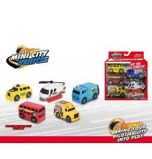 Набір машин MY 101 (48/2) 5 штук, таксі, сміттєвоз, автобус, літак, поштова машина, в коробці