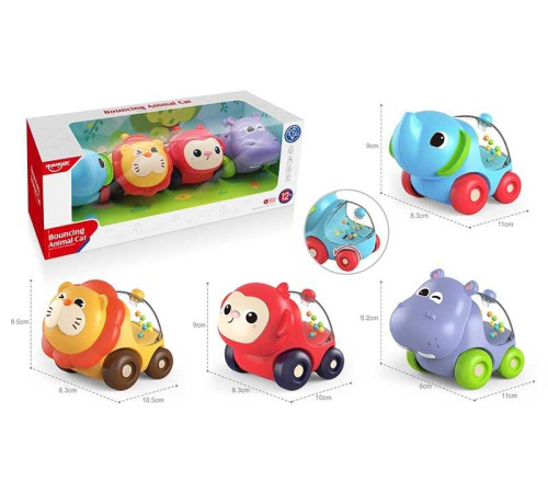 Набір машин HE 8068 (36/2) “Тваринки”, 4 штуки, маленькі кульки, в коробці