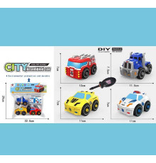 Набір спецтехніки RL 589-28 D (48) 4 штуки, машинки-конструктор, викрутка, в пакеті