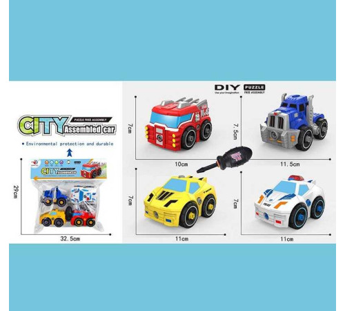 Набір спецтехніки RL 589-28 D (48) 4 штуки, машинки-конструктор, викрутка, в пакеті – в наличии! Купите сейчас у KAZKOVA