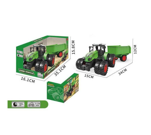 Трактор 99-77 B (30) масштаб: 1:24, причеп-самоскид, гумові колеса, рухомі елементи, в коробці