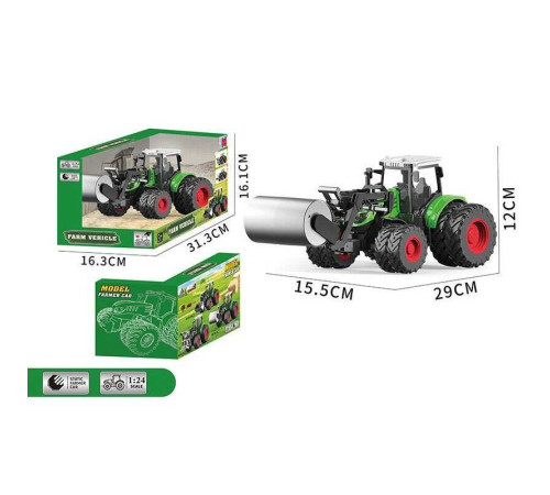 Трактор 99-79 C (30) масштаб: 1:24, гумові колеса, коток, рухомі елементи, в коробці