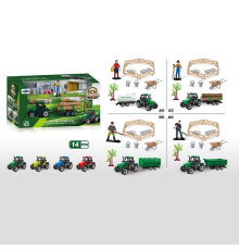 Трактор 5279-101 (72/2) причеп, фігурка фермера, елементи загорожі, тачка, гумові колеса причепа, аксесуари, в коробці, ВИДАЄТЬСЯ ТІЛЬКИ МІКС ВИДІВ