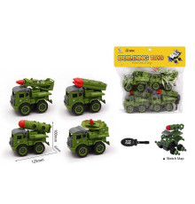 Набір спецтехніки 5512 В (72) 4 штуки, військова техніка, конструктор, викрутка, у пакеті