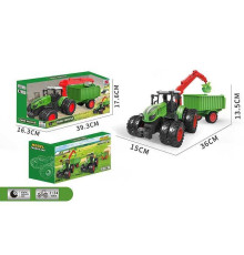 Трактор 99-81 A (24) масштаб: 1:24, причеп-самоскид, маніпулятор, гумові колеса, рухомі елементи, в коробці