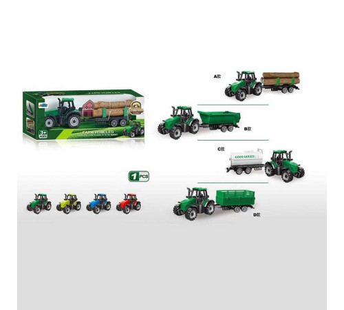 Трактор 5279-92 (240/2) розмір: 8х4.5х5 см, причеп, прогумовані колеса причепа, в коробці, ВИДАЄТЬСЯ ТІЛЬКИ МІКС ВИДІВ