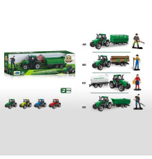 Трактор 5279-95 (144/2) фігурка фермера, причеп, прогумовані колеса причепа, в коробці, ВИДАЄТЬСЯ ТІЛЬКИ МІКС ВИДІВ