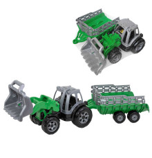 гр Трактор навантажувач "МAX" 40104 (4) "Tigres", рухомий передній ківш, з причепом, довжина: 90 см, в сітці