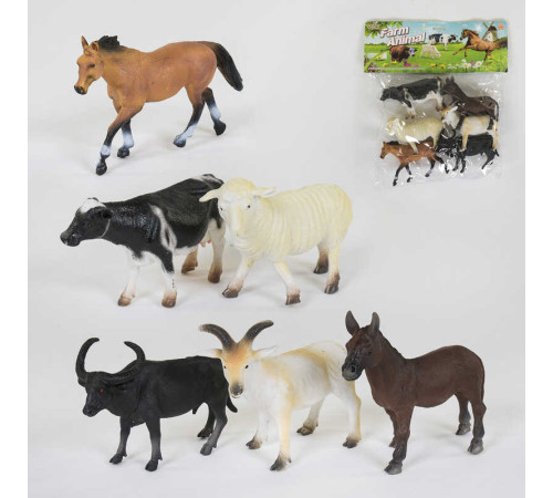 Набір домашніх тварин А 261 (48/2) 6 сільськогосподарських тварин, в пакеті – в наличии! Купите сейчас у KAZKOVA