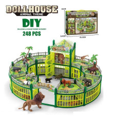 Зоопарк 2025-7 A (12) 248 деталей, 2 великі тварини: 11 см, 12 маленьких тваринок: 5 см, тварини гумові, аксесуари, в коробці