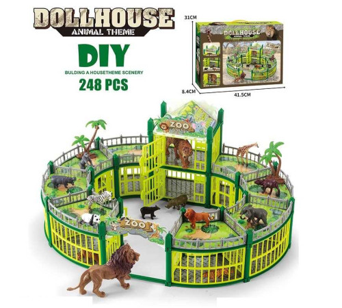Зоопарк 2025-7 A (12) 248 деталей, 2 великі тварини: 11 см, 12 маленьких тваринок: 5 см, тварини гумові, аксесуари, в коробці – в наличии! Купите сейчас у KAZKOVA