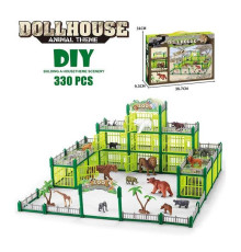 Зоопарк 2025-8 A (12) 330 деталей, 4 великі тварини: 11 см, 12 маленьких тваринок: 5 см, тварини гумові, аксесуари, в коробці
